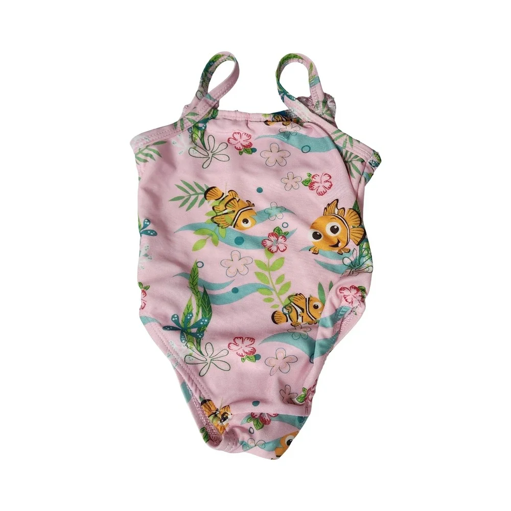 Disney Pixar Finding Nemo Baby Girls Pink One Piece Swimsuit 3D Flower 12M